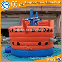 Orange and blue inflatable pirate ship bouncer, inflatable plastic castle playhouse